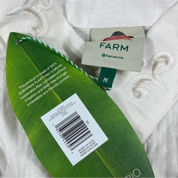 Farm Rio Tropical Destination Embroidered Beaded Linen Shirt - Picture 14 of 14